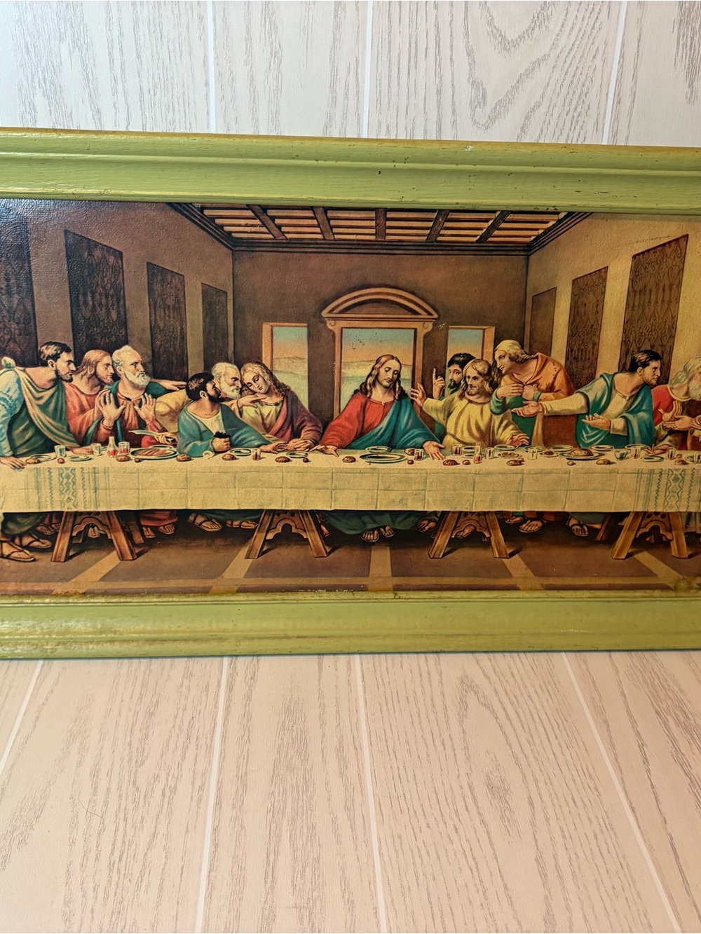 Vintage Mid Century Modern Framed 'The Last Supper' Wall Art